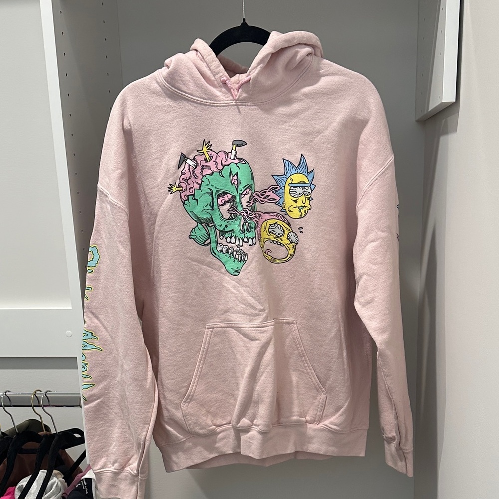 Pink Graphic Hoodie with Skull Design